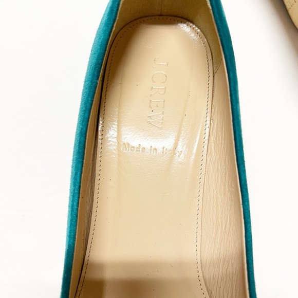 J Crew Womens Emerald Green Elise Suede Leather Pointed Toe Heels Size 7.5 - Picture 7 of 10